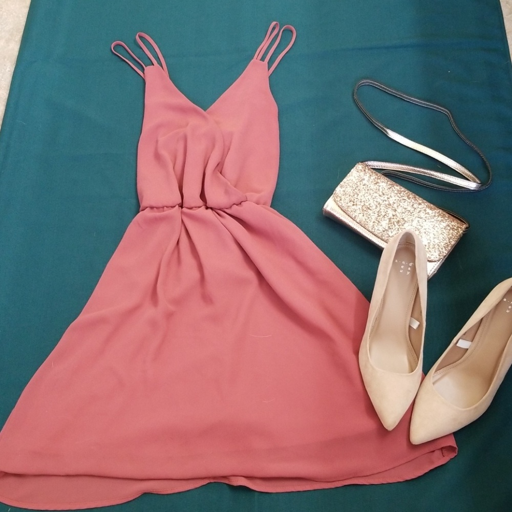 Pink V-Neck Dress
